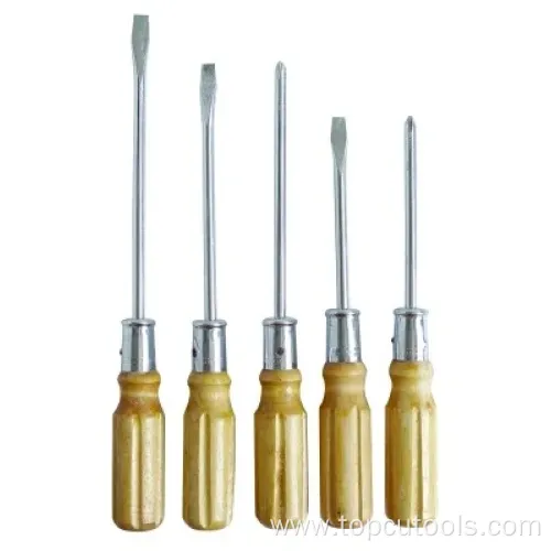 5PCS Chrome Plated Wooden Handle Screwdrivers